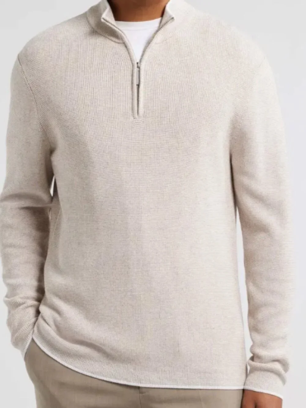 Jack Victor Daulac Quarter Zip Pullover Sweater Sand XXL